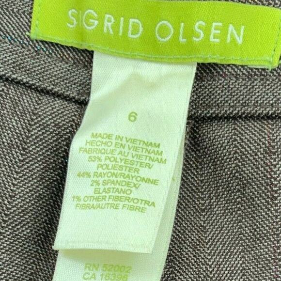 Sigrid Olsen Pants Women Sz 6 Modernist Metallic Dressed Career Chinos Trousers - Picture 7 of 7
